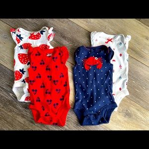Carter’s Baby Girl Onesies, 4 Piece Bundle Size NB